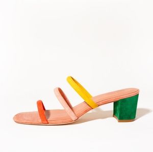 Charlotte Stone Belle block heel sandals in Rainbow